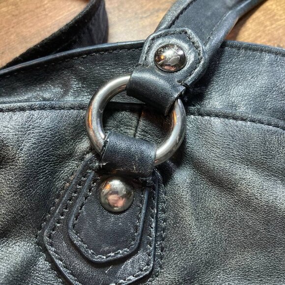 Coach Poppy Black Leather Messenger Bag with Crossbody Strap - Picture 9 of 12